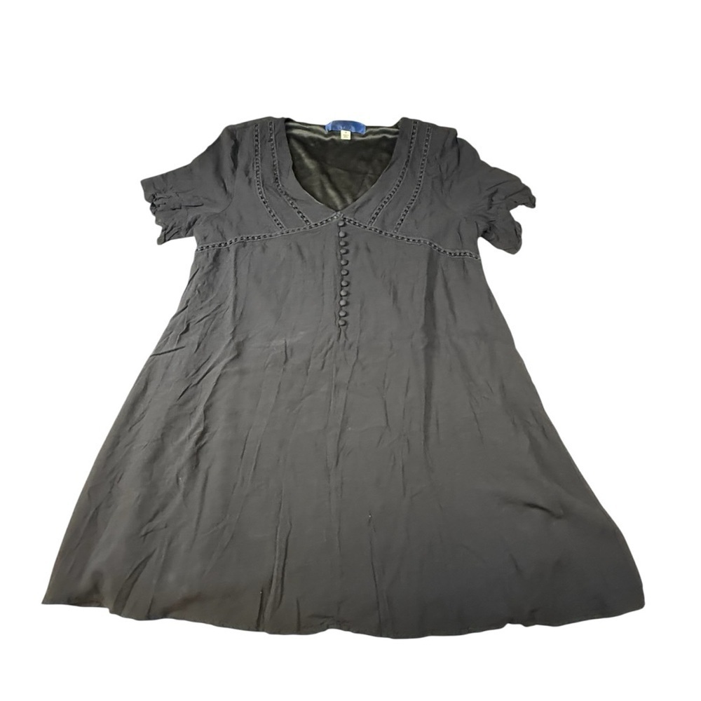 Francesca's Blue rain women's dress black short sleeve V-neck size medium